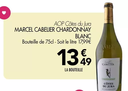 Marcel Cabelier - AOP Côtes Du Jura Chardonnay Blanc offre à 13,49€ sur Leader Price