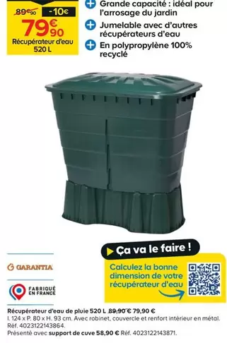 Garantia - Récupérateur D'éau De Pâle 520 L