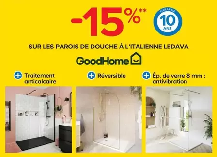 Goodhome - Douche À L'italienne Ledava : Élégance et Performance pour Votre Salle de Bain