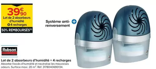 Lot De 2 Absorbeurs D'humidité + 4 Recharges