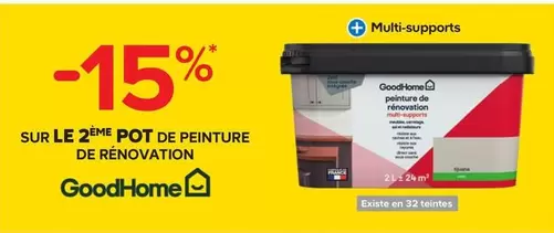 Goodhome - Promotion sur le 2ème pot de peinture de rénovation avec caractéristiques améliorées