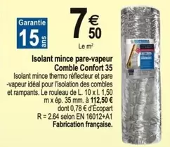 Isolant Mince Pare-vapeur Comble Confort 35 offre à 7,5€ sur Tridôme