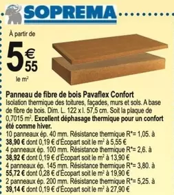 Dim - Panneau De Fibre De Bois Confort offre à 5,55€ sur Tridôme