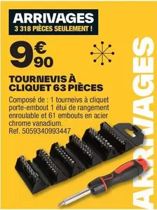 Tournevis À Cliquet 63 Pieces offre à 9,9€ sur Brico Dépôt