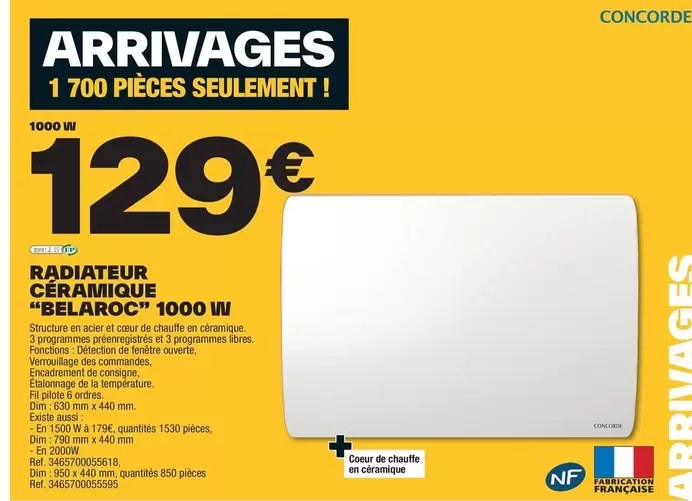 Dim - Radiateur Céramique 1000 W offre à 129€ sur Brico Dépôt