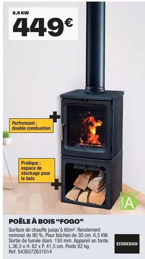 Poêle À Bois "fogo" offre à 449€ sur Brico Dépôt