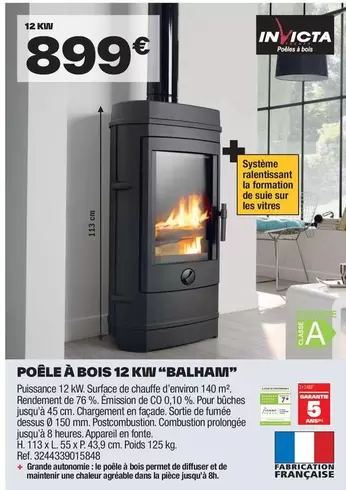 Poêle À Bois 12 Kw offre à 899€ sur Brico Dépôt