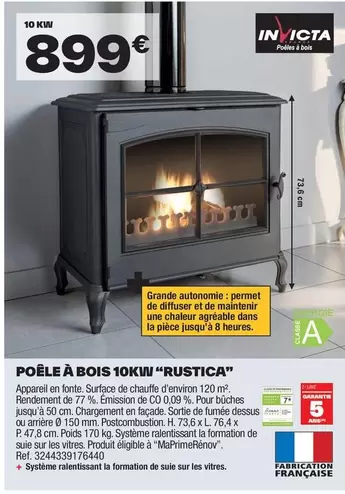 Rustica - Poêle À Bois 10ku "rustica" offre à 899€ sur Brico Dépôt