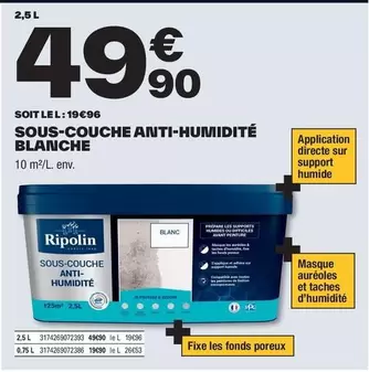 Ripolin - Sous-couche Anti-humidité Blanche offre à 49,9€ sur Brico Dépôt