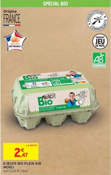 6 CŒS Bio Plein Air offre à 2,47€ sur Intermarché Hyper