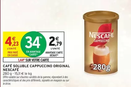 Nescafé - Café Soluble Cappuccino Original offre à 2,79€ sur Intermarché Hyper