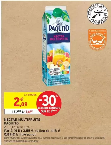 Paquito - Nectar Multifruits offre à 2,09€ sur Intermarché Hyper