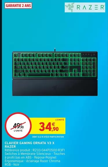 Razer - Clavier Gaming Orata offre à 34,9€ sur Intermarché Hyper