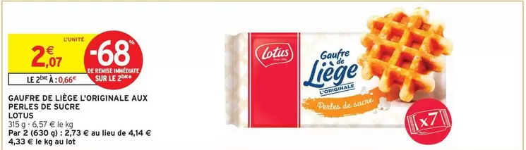 Lotus - Gaufres De Liege L'originale Aux Foies De Sucre offre à 2,07€ sur Intermarché Hyper