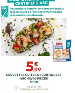 Gel-Peche - Crevettes Cuites Decortiquees Asc 40/46 Pieces 300g offre à 5,99€ sur Cabesto