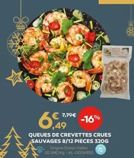 Queues De Crevettes Crues Sauvages 8/12 Pieces offre à 6,49€ sur Cabesto