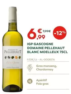 Igp Gascogne Domaine Pellehaut Blanc Moelleux 75cl offre à 6,99€ sur Cabesto