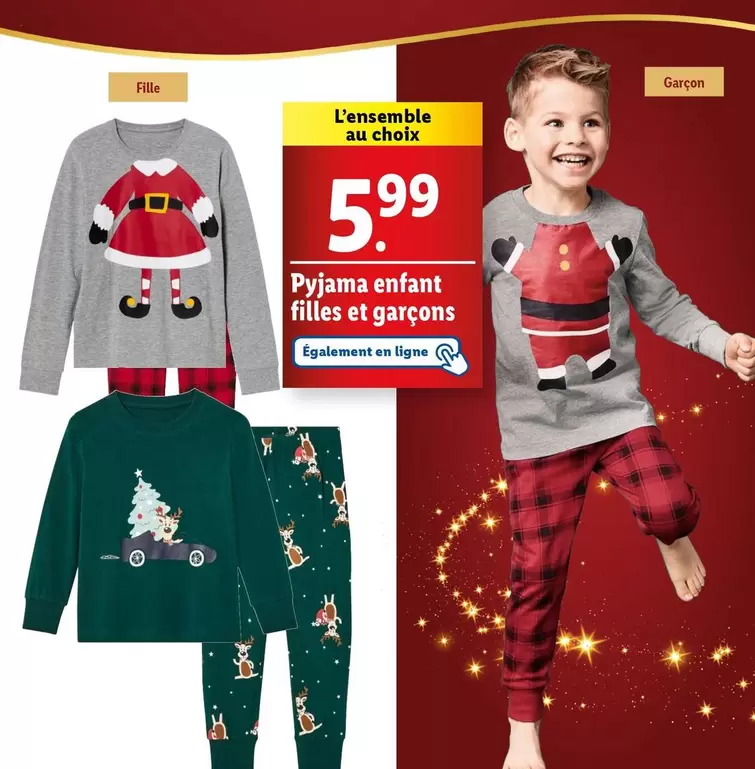 Pyjama Enfant Filles Et Garçons offre à 5,99€ sur Lidl