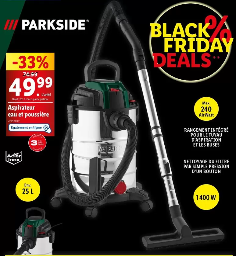 Parkside - Aspirateur Eau Et Poussière offre à 49,99€ sur Lidl