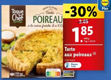 Toque Du Chef - Tarte Aux Poireaux offre à 1,85€ sur Lidl