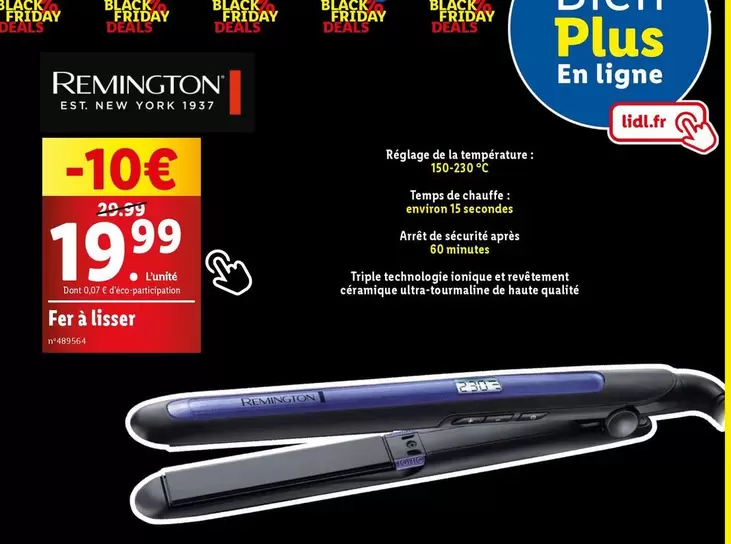 Remington - Fer À Lisser offre à 19,99€ sur Lidl