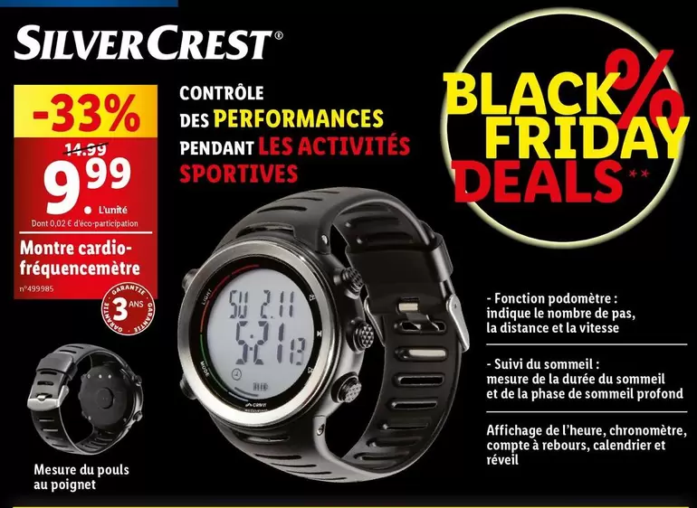 Silvercrest - Montre Cardo  Fréquencemètre offre à 9,99€ sur Lidl