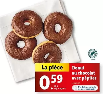 Donut Au Chocolat Avec Pépites offre à 0,59€ sur Lidl