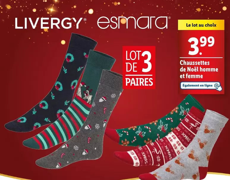 Esmara - Chaussettes De Noël Homme Et Femme offre à 3,99€ sur Lidl