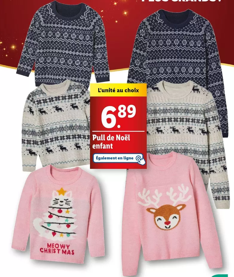 Pull De Noël Enfant offre à 6,89€ sur Lidl