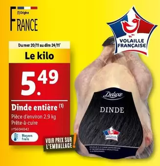 Deluxe - Dinde Entière offre à 5,49€ sur Lidl