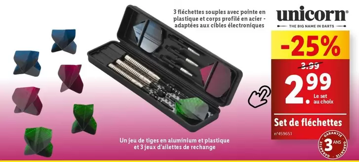 Unicorn - Set De Fléchettes offre à 2,99€ sur Lidl