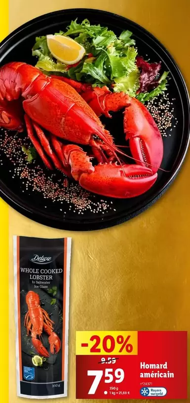 Deluxe - Homard Américain offre à 7,59€ sur Lidl