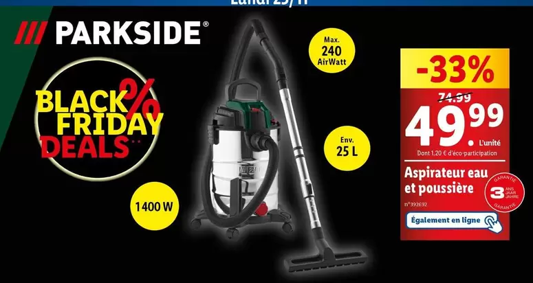 Parkside - Aspirateur Eau Et Poussière offre à 49,99€ sur Lidl