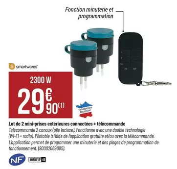 Lot De 2 Mini-prises Extérieures Connectées + Télécommande offre à 29,9€ sur Bricorama