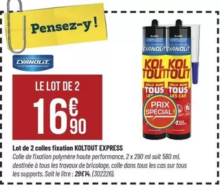 TOUS - Lot De 2 Colles Fixation Express offre à 16,9€ sur Bricorama