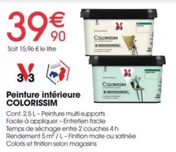 Peinture Intérieure Colorissim offre à 39,9€ sur Brico Pro