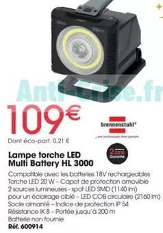 Lampe Torche Led Multi Battery HL 3000 offre à 109€ sur Brico Pro