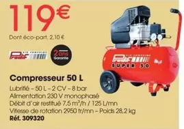 Compresseur 50 L offre à 119€ sur Brico Pro