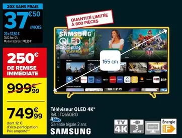 Samsung - Téléviseur Qled 4K offre à 749,99€ sur Carrefour City