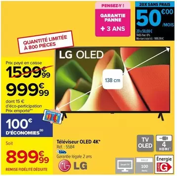 LG - Téléviseur Oled 4K offre à 999,99€ sur Carrefour City