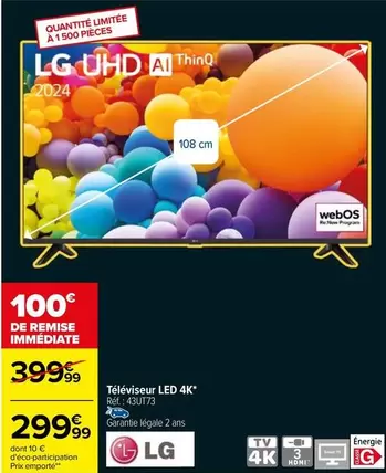 LG - Téléviseur Led 4K offre à 299,99€ sur Carrefour City