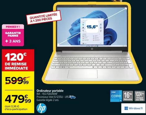 HP - Ordinateur Portable offre à 479,99€ sur Carrefour City