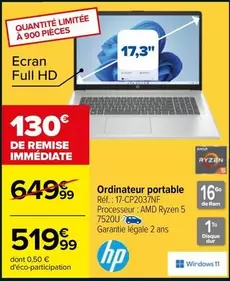 HP - Ordinateur Portable offre à 519,99€ sur Carrefour City