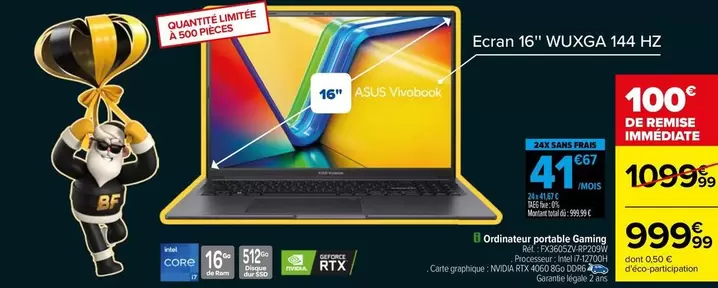 Asus - Ordinateur Portable Gaming offre à 999,99€ sur Carrefour City