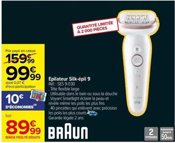 Braun - Epilateur Silk-Épil 9 offre à 99,99€ sur Carrefour City