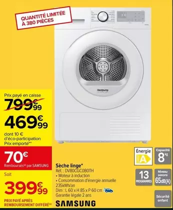 Samsung - Sèche Linge offre à 469,99€ sur Carrefour City