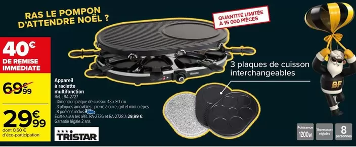 Tristar - Appareil A Raclette Multifonction offre à 29,99€ sur Carrefour City