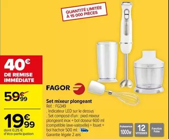 Fagor - Set Mixeur Plongeant offre à 19,99€ sur Carrefour City