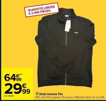 Veste Homme Fila offre à 29,99€ sur Carrefour City