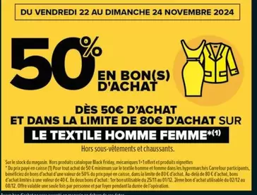 Le Textile Homme Femme offre sur Carrefour City